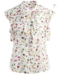 Alice + Olivia Robbie Champagne Wine Silk Ruffle Button Up Top Blouse Sz M - Picture 1 of 16