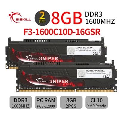 G.SKILL Sniper 16GB 2x 8GB DDR3 1600MHz PC3-12800 CL10 240Pin Desktop Memory BT - Image 1 of 4