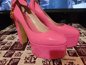 VALENTINO GARAVANI TAN-GO PLATFORM PUMP IN PATENT LEATHER 155 MM (PINK PP) - Picture 1 of 20