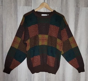 Prima Maglia Mens Medium Vintage Wool Sweater Colorblock Squares Knit 80s 90s - Imagen 1 de 7
