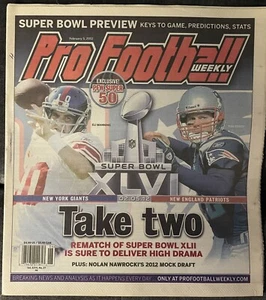 ELI MANNING GIANTS & TOM BRADY PATRIOTS 2012 SUPER BOWL XLVI FOOTBALL NEWSPAPER - Picture 1 of 1