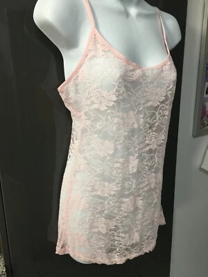 Camiseta sin mangas Derek Corazón Rosa Floral Encaje - Talla L - Elástica - Nueva con etiquetas. Foto 1 de 4