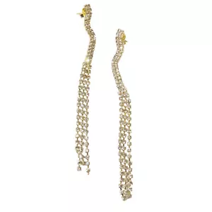 Sheila Fajl Stephania Statement Dangle Earrings in CZ and Gold Plated - Picture 1 of 7