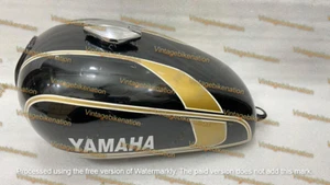 Fit For Yamaha XS650 1974 To 1976 Model Black & Golden Painted Alloy Fuel Tank - Picture 1 of 6