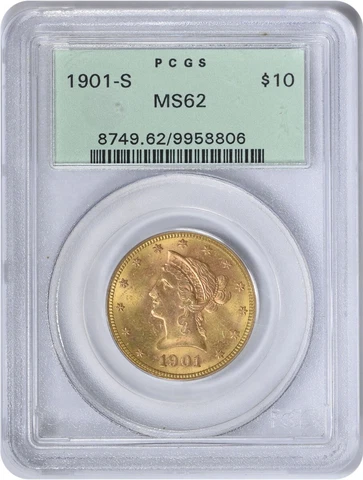1901-S $10 Gold Liberty Head MS62 PCGS Cover