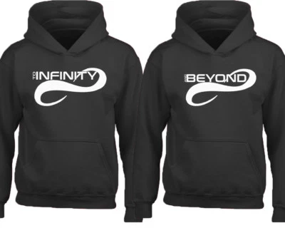 To INFINITY And BEYOND Couple Matching HOODIE WHITE Valentines Couple Love Sweat - Image 1 of 2