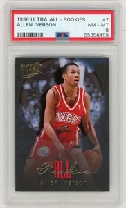 1996 Fleer Ultra ALLEN IVERSON Black Border ALL-ROOKIES Card HOF RC # 7 PSA 8 - Picture 1 of 1