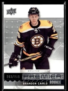 2016-17 Upper Deck Premier Rookies Brandon Carlo Rookie 203/299 Boston Bruins - Picture 1 of 2