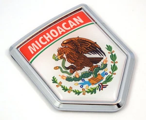 Michoacan Mexico Flag Mexican Car Emblem Chrome bike Decal 3D Sticker MX17 - Foto 1 di 2