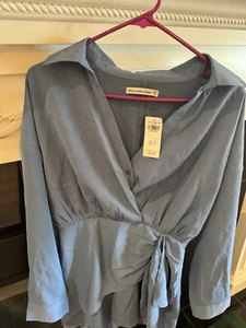 NWT Abercrombie Long-Sleeve Wrap blue Shirt Wrap Dress size MP~ Free Ship* - Picture 1 of 2