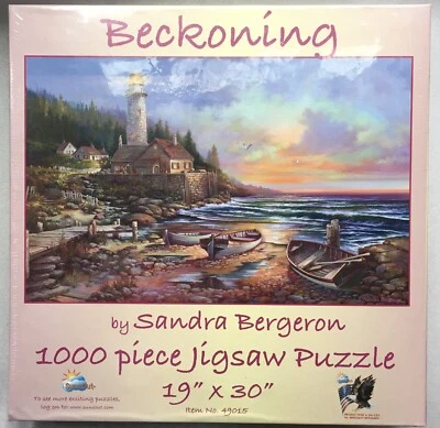 SunsOut Beckoning 1000 pc Jigsaw Puzzle Sandra Bergeron 19x30 in Lighthouse NEW - Image 1 of 4