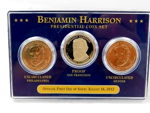 2012 Benjamin Harrison Presidential Dollar 3 Kursmünzensatz erster Ausgabetag - Bild 1 von 2
