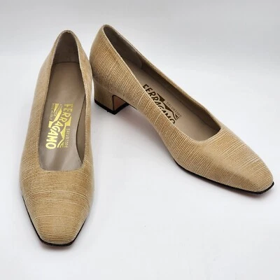 Zapatos de tacón Salvatore Ferragamo para mujer talla 7 AAA beige tostado Foto 1 de 4
