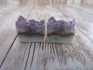 Amethyst Stalactite Slices Cufflinks Gemstone Gold Cuff links Wedding CL46 - Picture 1 of 4