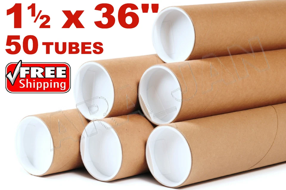1.5 x 36" Kraft Tubes Poster Document Graphics Mailing Shipping Packing Tube 50p - Image 1 of 1