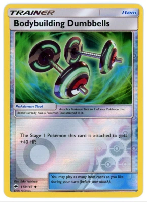 Pokemon Card Burning Shadows Bodybuilding Dumbbells 113/147 Reverse Holo - NM/MT - Image 1 of 2
