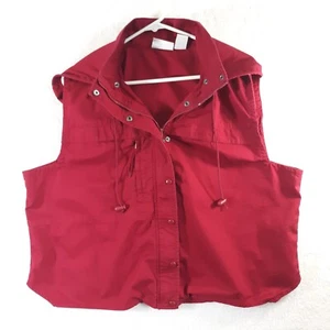 Elizabeth by Liz Claiborne Vest Sz 18 Red Removable Hood Full Zip Outdoor Jacket - Picture 1 of 10