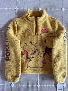 Pokemon Pikachu Fleece Kids S 6/7 Yellow Sweater Pullover Unisex Jacket NWT CUTE - Picture 1 of 8