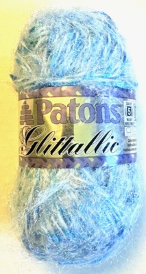 1 Skein Patons GLITALLIC Blue Flash Sparkly Fashion Yarn Bulky 1.75 oz 61 yds - Image 1 of 4