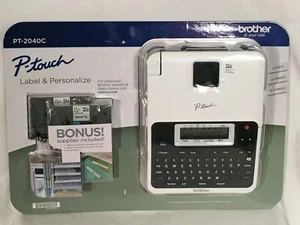 Impresora para hacer etiquetas Brother P-Touch PT-2040C + cintas TZe1231 + combo de batería 6AA - Imagen 1 de 12