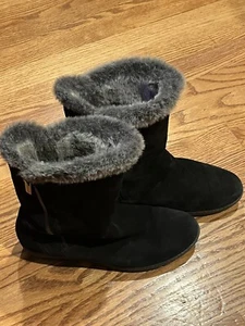 Aquatalia Laverne Women's Black Suede Faux Fur Lined Boots Size 7 No Insoles - Picture 1 of 11