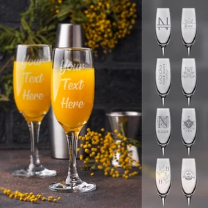 Flauto Champagne Personalizzato Inciso Vetro Prosecco Regalo di Compleanno Natale - Foto 1 di 10