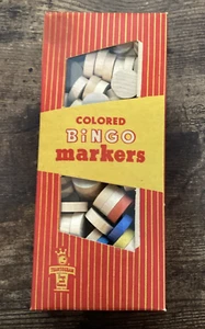 Colored Wooden Bingo Markers Transogram Family Fun Night 1950s BINGO Mancave - Picture 1 of 3