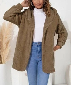 Danqi Khaki Hooded Fleece Jacket - Picture 1 of 1