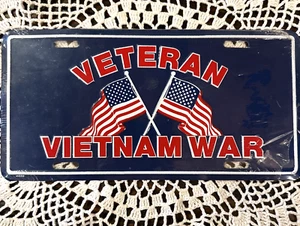 Placa de matrícula de veterano de la guerra de Vietnam bandera estadounidense placa de etiqueta de metal - Imagen 1 de 10