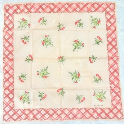 Burberry Mini Bufanda Pañuelo Algodón Nova Check Flores Bolso Monedero Mujer Foto 1 de 4