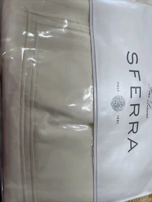 Sferra Grande Hotel King Sábana Plana Algodón Egipcio Percal Marfil Con Marfil Emb Foto 1 de 3