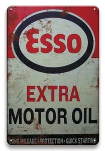 LETRERO DE ACEITE DE MOTOR EXTRA ESSO DESGASTADO 8X12" PROTECCIÓN DE LARGO KILOMETRAJE ARRANQUE RÁPIDO - Imagen 1 de 1