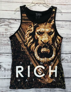 Migos YRN Tank Herren M Schwarz Gold Löwe Yung Rich Nation Grafik - Bild 1 von 15