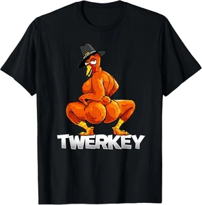 NUOVA maglietta Twerkey Twerking Turkey Pellegrino Ringraziamento Twerk - MADE IN USA - Foto 1 di 12
