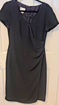 David Warren Dress Womens 12 Black Short Sleeve Back Zip Lined Shift Cinch Side - Image 1 of 4