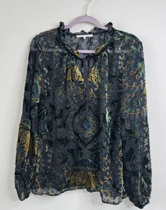 Violet & Claire Velvet Burnout Top Shirt Blouse Women’s L Whimsigoth Fairy Artsy - Picture 1 of 6