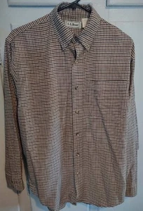 Camisa informal LL Bean vintage para hombre AP49 talla S marrón a cuadros abotonada HECHA EN EE. UU. - Imagen 1 de 3
