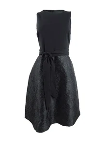 Lauren by Ralph Lauren Women's Fit & Flare Jacquard Dress (2, Black) - Picture 1 of 3
