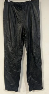 Liz Claiborne Women’s Black High Rise Leather Pants Straight Leg 12, Lined** - Picture 1 of 6