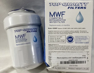 Refrigerator Water Filter for GE MWF Cartridge, GSE25HMHES, GSE25HMHEHES(2 pack) - Image 1 of 3