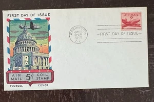 Fluegel FDC - 5c Airmail Coil Scott C37 133-3 - Picture 1 of 2