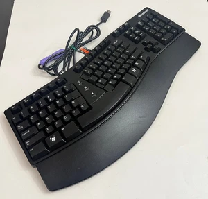 Microsoft Natural Ergonomic Keyboard Elite Black KU-0045 X820767-002 Rare Works - Picture 1 of 5