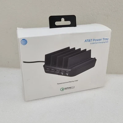 Bandeja de alimentación AT&T concentrador de carga USB de 5 puertos Qualcomm carga rápida 2.0 caja abierta Foto 1 de 4