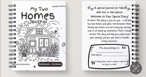 My Two Homes™ Digitales PDF Kinder Maltagebuch – Geschiedene Häuser teilen - Bild 1 von 5