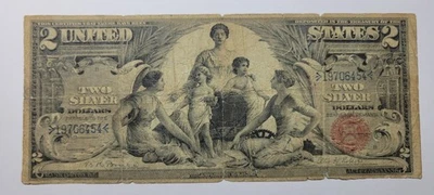 1896 $2 Silver Certificate Educational Series Bruce/Roberts Large Size *K624 - Image 1 of 2