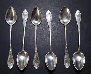 Antique Solid Silver Coffee Spoons, Norwegian x 6. - Picture 1 of 24