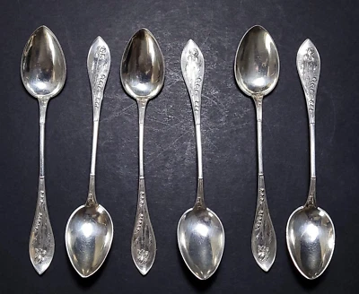 Antique Solid Silver Coffee Spoons, Norwegian x 6. - Image 1 of 4