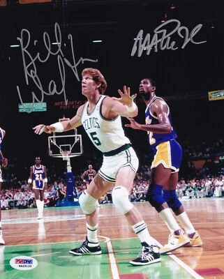 Magic Johnson & Bill Walton Signed Lakers Celtics 8x10 Photo PSA/DNA COA Auto'd - Image 1 of 4