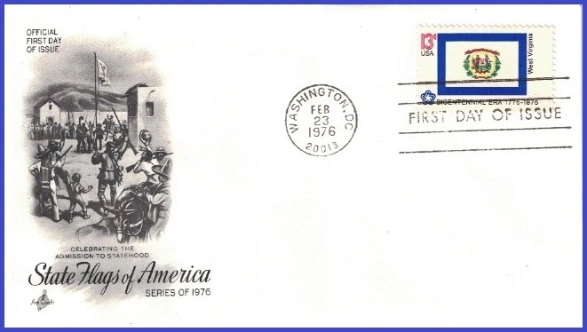 USA3 #1667 U/A ARTCRAFT 5 FDC   West Virginia State Flag - Image 1 of 1