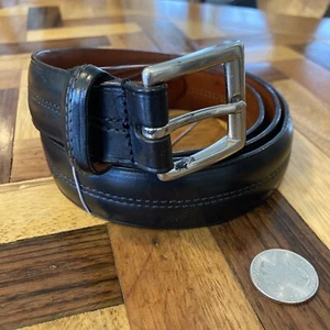Coach Solid Black Leather Mens Belt with Middle Stitched Inlay Size US 42 EU 105 - Picture 1 of 9